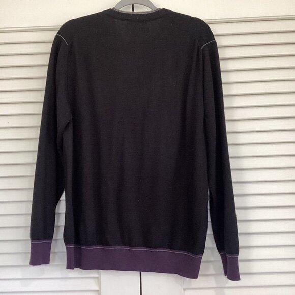 Luchiano Visconti gray purple sweater mens Large Italian merino Wool - Picture 2 of 9